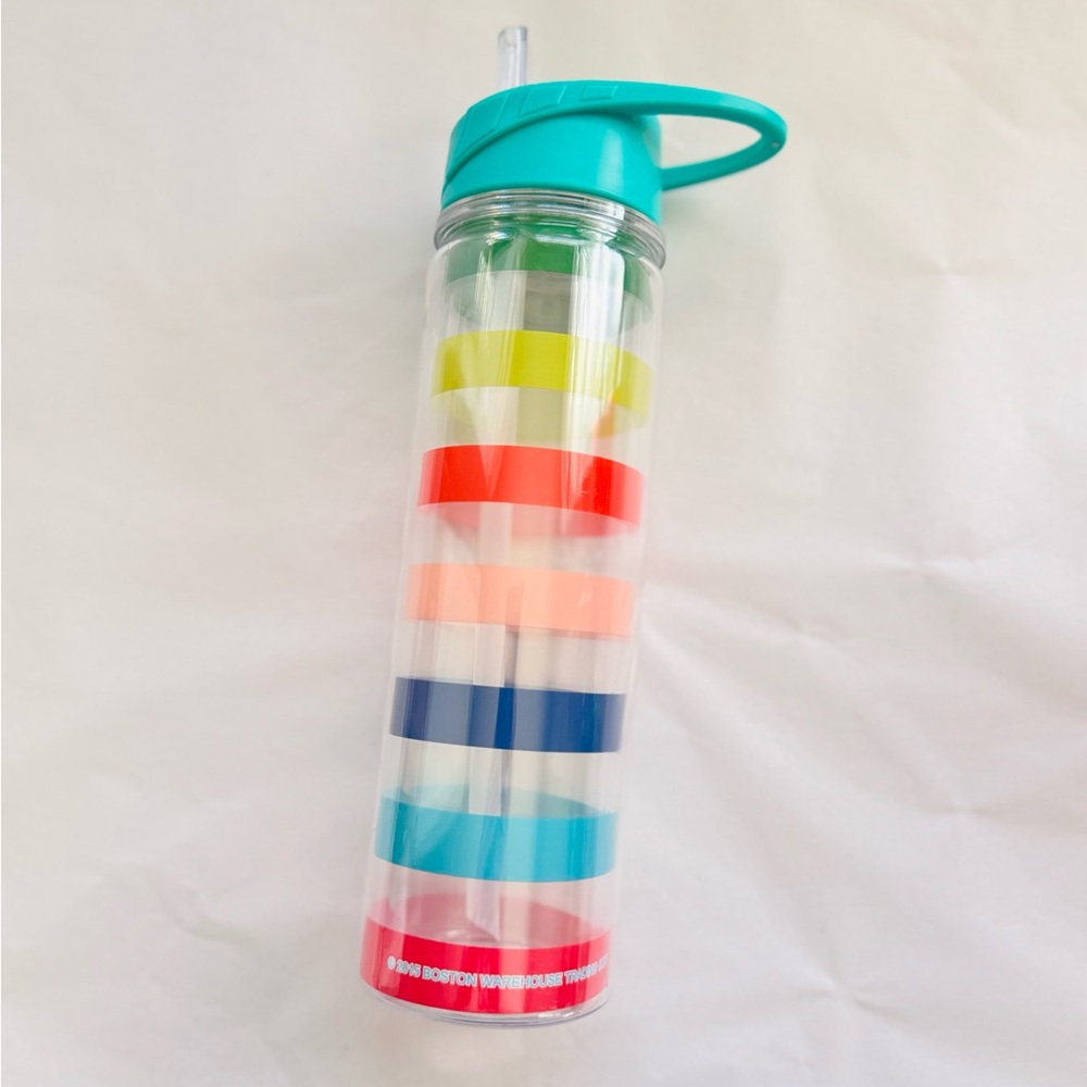 BOSTON WAREHOUSE Colorful Horizontal Stripes Sports Water Bottle